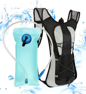 Hydration Pack Backpack, Water Backpack with 2L Bladder, for Hiking, Insulated Suitable Cycling, Running, Rock Climbing and Other Outdoor Activities, black